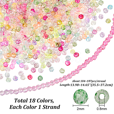 18 Strands 18 Colors Transparent Gradient Color Glass Beads Strands GLAA-PH0002-95-1