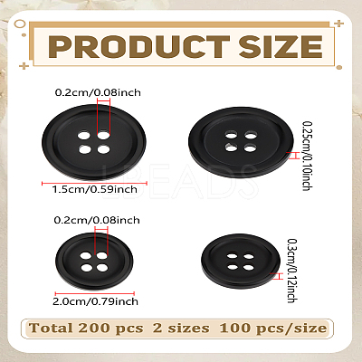 200Pcs 2 Styles Resin Buttons BUTT-LP0001-40-1