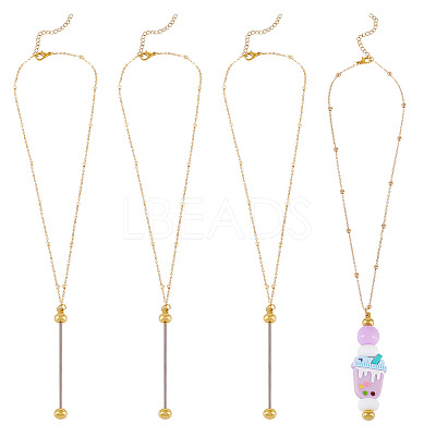 4Pcs Brass Round Ball Cable Chain Necklace Making NJEW-TAC0019-1