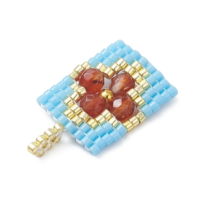 Beaded Rectangle Charms PALLOY-MZ01149-1