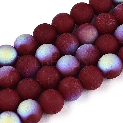 Frosted Opaque Glass Beads Strands LS-GLAA-T032-P10mm-MBB05-1