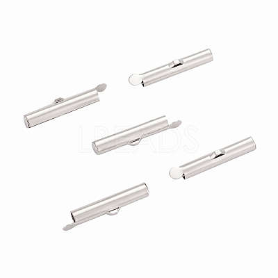 Brass Slide On End Clasp Tubes X-KK-P031-12P-1
