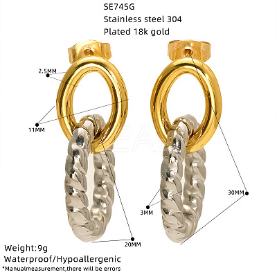 304 Stainless Steel Stud Dangle Earrings for Women WG46EF1-02-1