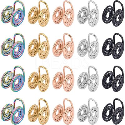 40Pcs 5 Style 304 Stainless Steel Spiral Pad Cuff Earrings KK-UN0001-21-1