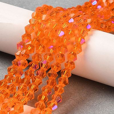 Transparent Electroplate Glass Beads Strands GLAA-F029-4mm-D11-1