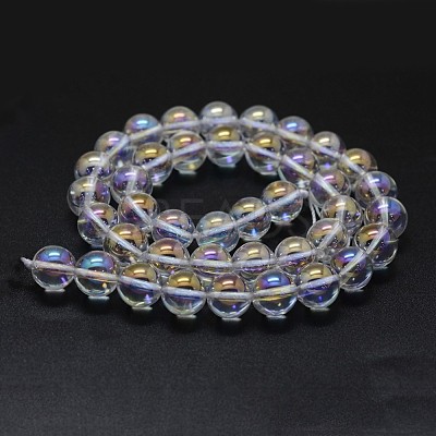 Electroplated Natural Quartz Crystal Beads Strands G-K285-09-8mm-02-1