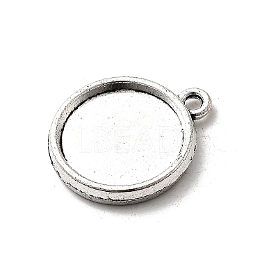 Tibetan Style Alloy Flat Round Pendant Cabochon Settings TIBEP-M022-48AS-1