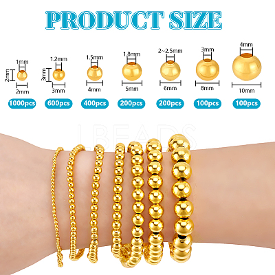 2600Pcs 7 Styles Iron Spacer Beads IFIN-PH0002-36G-1