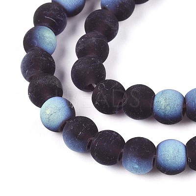 Frosted Transparent Glass Beads Strands GLAA-T032-T6mm-MBB03-1