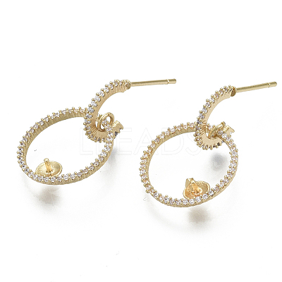 Brass Micro Pave Cubic Zirconia Stud Earring Findings KK-R136-062-NF-1