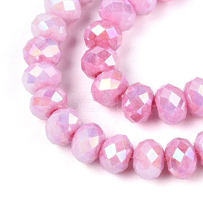 Anti-Tarnish Electroplate Rondelle Glass Beads Strands X-EGLA-T021-6mm-17-02-1