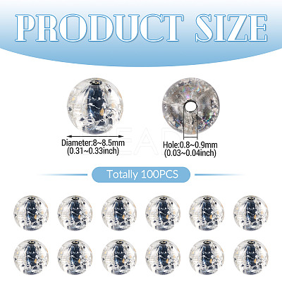 100Pcs Crackle Transparent Glass Beads GLAA-TADJ0001-12A-1
