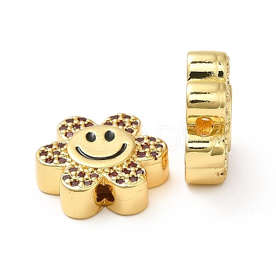 Rack Plating Brass Cubic Zirconia Beads KK-M232-01G-D-1