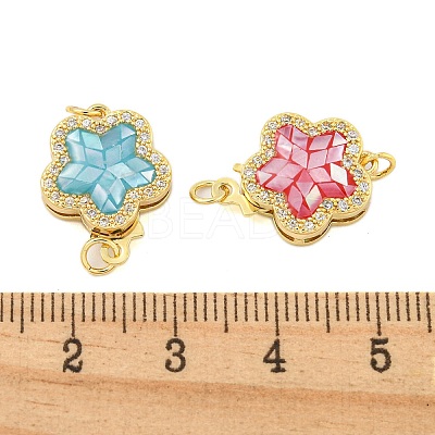 Rack Plating Brass Micro Pave Cubic Zirconia & Shell & Enamel Box Clasps KK-S373-02G-1
