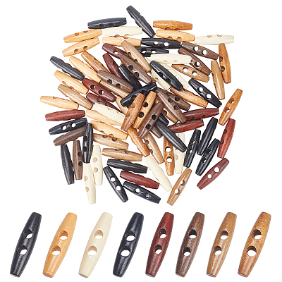 80Pcs 8 Colors Natural Wood Buttons FIND-NB0005-03D-1