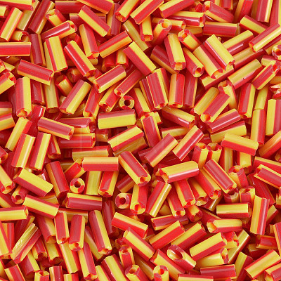 Opaque Colours Two Tone Seed Glass Bugle Beads SEED-T006-02A-05-1