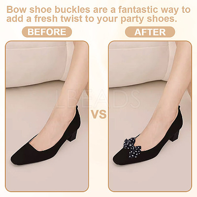 6 Styles Polyester Bowknot Shoe Decorations AJEW-GA0007-58-1