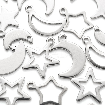 60Pcs 10 Style 304 Stainless Steel Pendants STAS-FS0001-14P-1