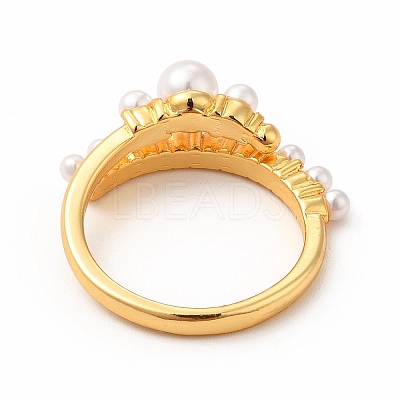 Plastic Imitation Pearl Cuff Ring RJEW-F142-04G-1