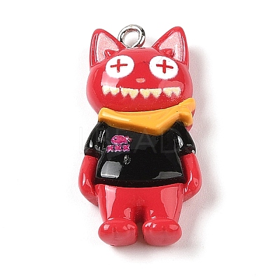 Opaque Resin Cat Pendants RESI-S399-07E-1