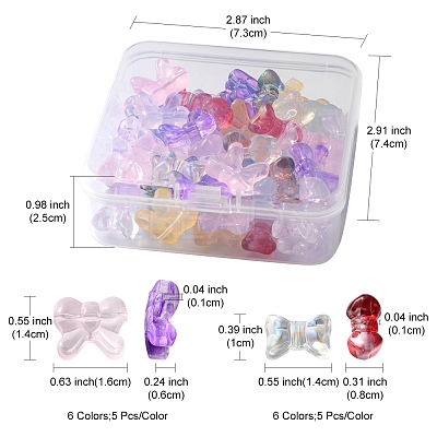 60Pcs 12 Style Transparent Spray Painted Glass Beads GLAA-FS0001-49-1