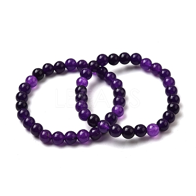 Dyed Synthetic Quartz Imitation Amethyst Beaded Stretch Bracelets PW-WG7FE75-02-1-1
