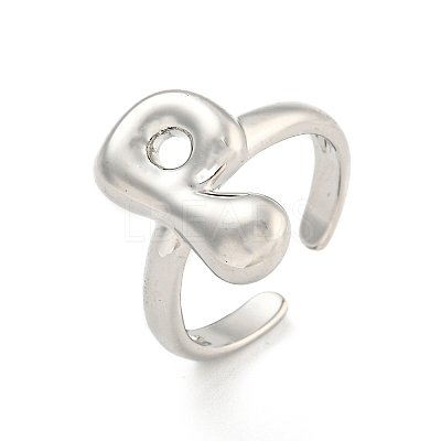 Brass Letter Open Cuff Rings for Women RJEW-G313-01P-P-1