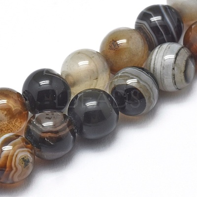 Natural Striped Agate/Banded Agate Beads Strands G-I254-03A-1