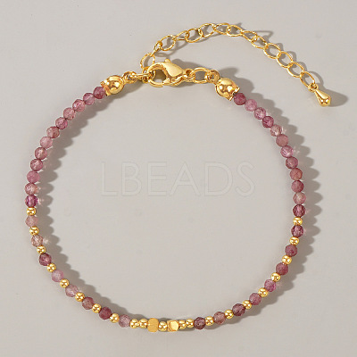 Bohemian Style Natural Pink Tourmaline Round Beaded Bracelets for Women CA1141-4-1