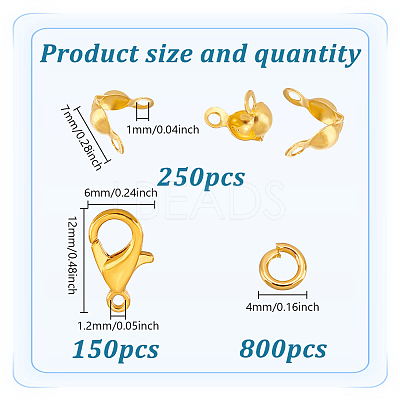 Zinc Alloy Lobster Claw Clasps & Brass End Bead Tips & Jump Rings Findings Kits DIY-GO0002-21G-1