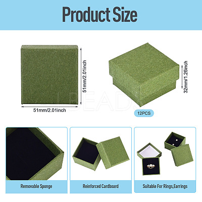 12Pcs Cardboard Paper Jewelry Storage Boxes with Sponge CON-TA0001-43A-1