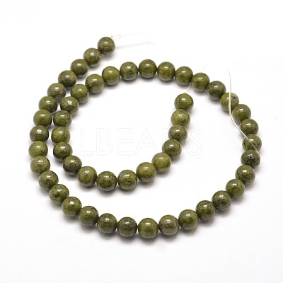 Round Natural Green Granite Beads Strands G-I125-77-6mm-1