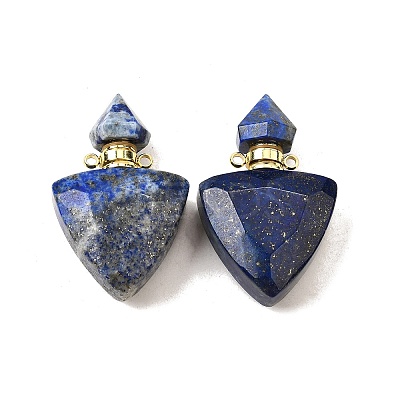Natural Lapis Lazuli Perfume Bottle Pendants G-L623-10G-04-1