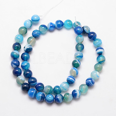 Natural Striped Agate/Banded Agate Bead Strands X-G-K166-13-8mm-06-1