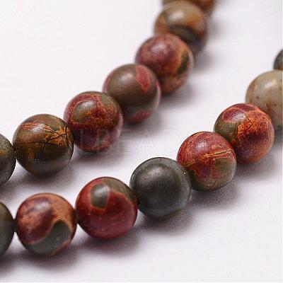 Natural Polychrome Jasper/Picasso Stone/Picasso Jasper Bead Strands G-D840-85-8mm-1