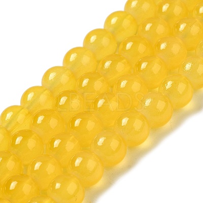 Baking Paint Imitation Jade Glass Round Bead Strands X-DGLA-Q021-8mm-30-1