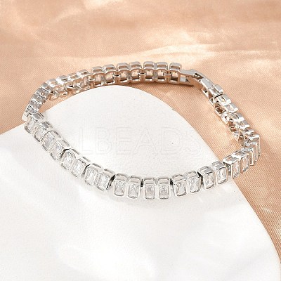 Brass Pave Clear Cubic Zirconia Tennis Bracelets for Women KK-CBA68DA-12P-1