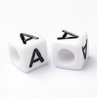 Letter Acrylic European Large Hole Beads OPDL-R050-10mm-A-1