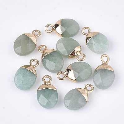 Electroplate Natural Green Aventurine Charms X-G-S344-09J-1