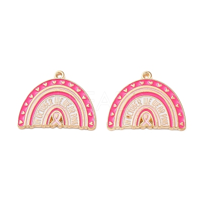 Breast Cancer Awareness Ribbon Zinc Alloy Enamel Pendants ENAM-I079-02G-11-1