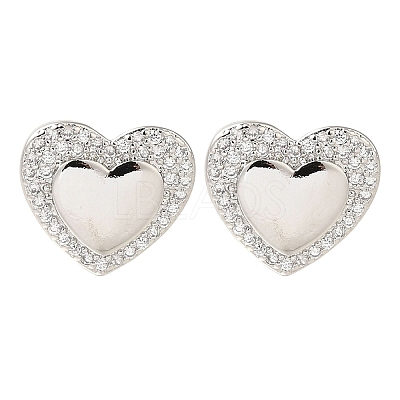 Brass Pave Clear Cubic Zirconia Stud Earrings EJEW-M088-04P-1