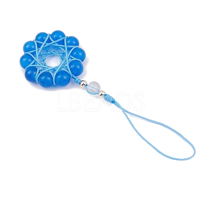 Cat Eye Flower Pendant Decorations HJEW-TA00419-03-1