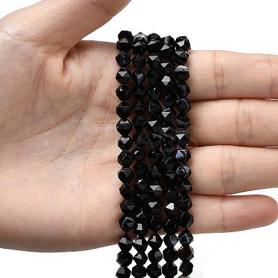 Natural Black Banded Agate/Striped AgateBeads Strands G-Z119-A03-01-1