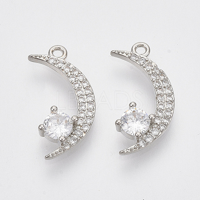 Brass Micro Pave Cubic Zirconia Pendants KK-T050-41P-NF-1