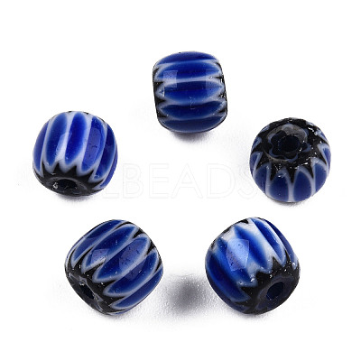 Handmade Lampwork Chevron Beads Strands X-LAMP-N023-003-01-1