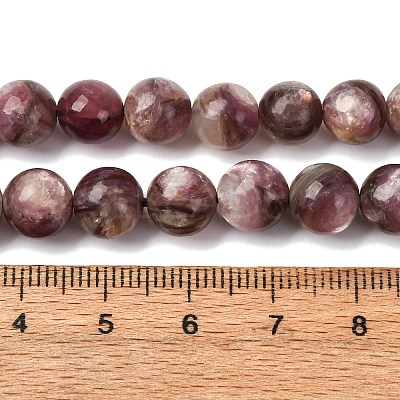 Natural Lepidolite/Purple Mica Stone Beads Strands G-G925-02B-1