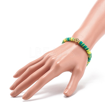 7Pcs 7 Color Handmade Polymer Clay Disc Surfer Stretch Bracelets Set BJEW-JB08798-1