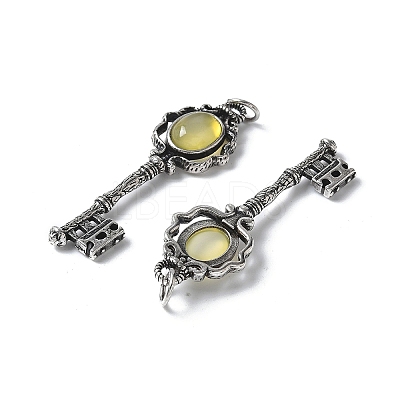 Key Brass Gemstone Big Pendants KK-D361-01AS-1