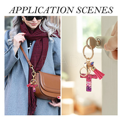Alloy Resin Butterfly Keychains KEYC-TADJ0002-02G-T-1