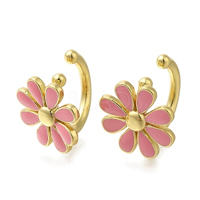 Rack Plating Flower Brass Cuff Earrings EJEW-H016-33G-02-1